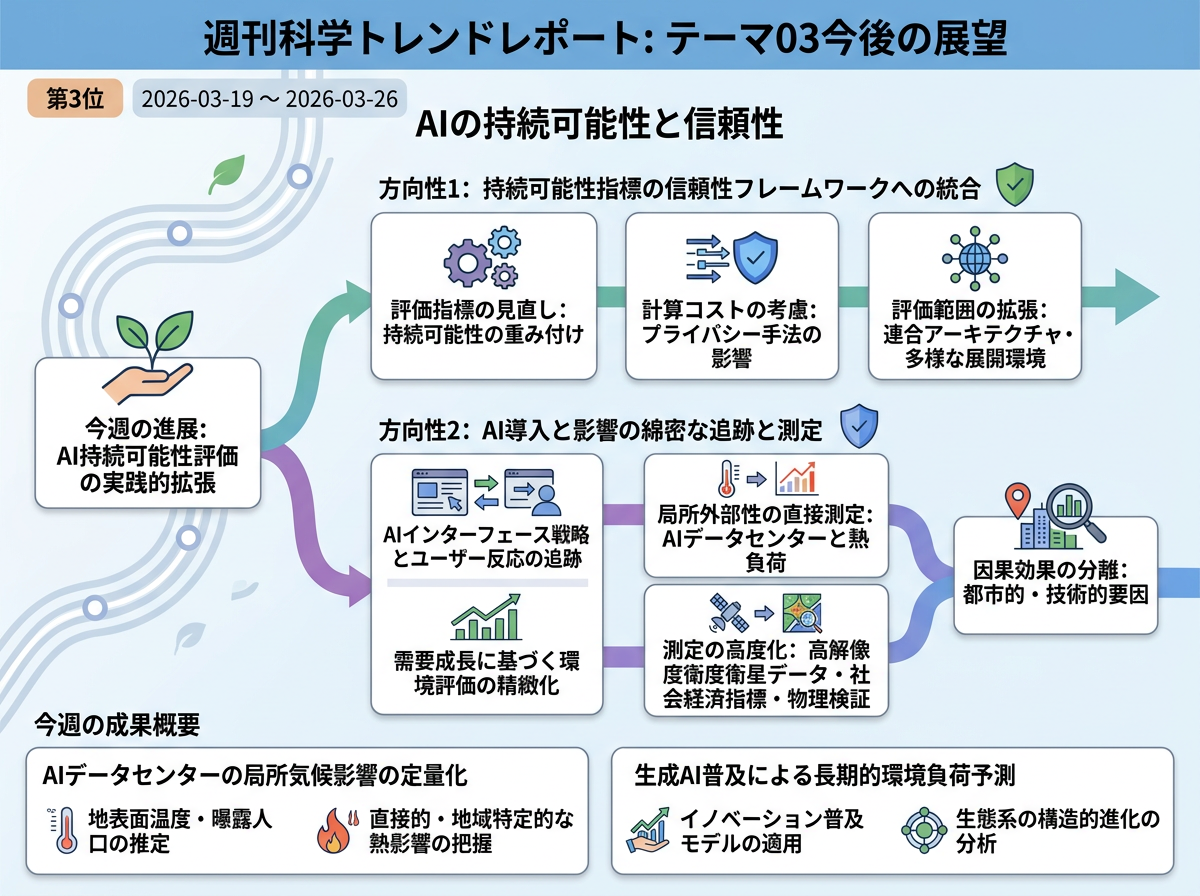 AIの持続可能性と信頼性 の展望インフォグラフィクス