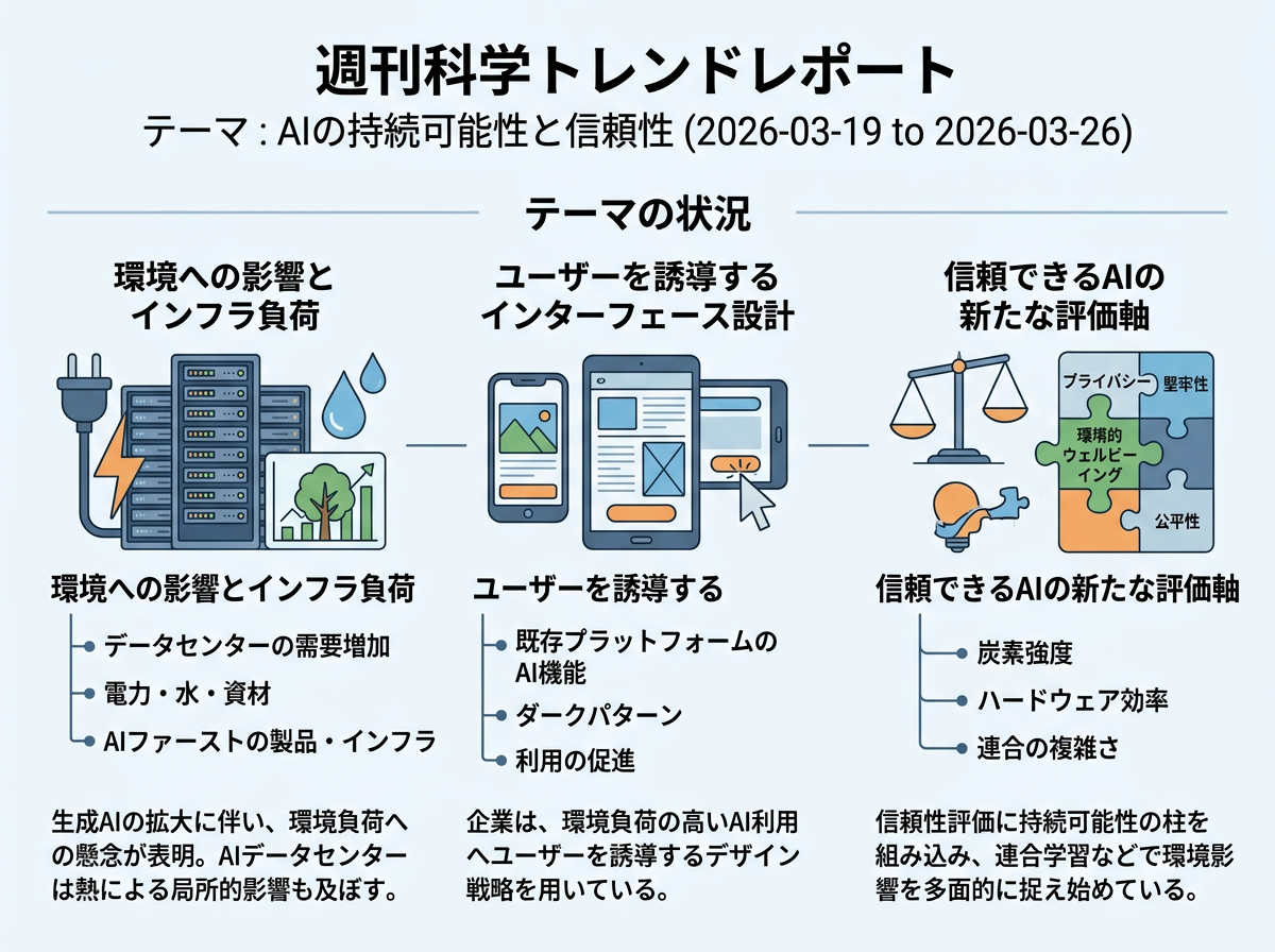 AIの持続可能性と信頼性 の現状インフォグラフィクス