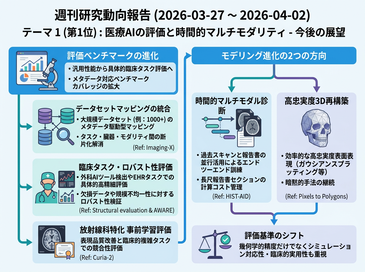 医療AIの評価と時間的マルチモダリティ の展望インフォグラフィクス