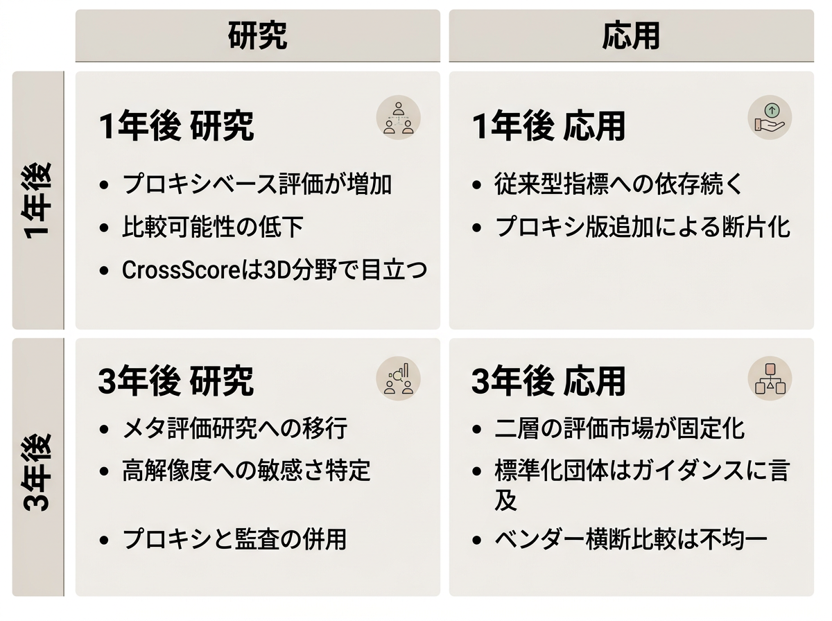 標準シナリオの1年後・3年後 研究・応用インフォグラフィック