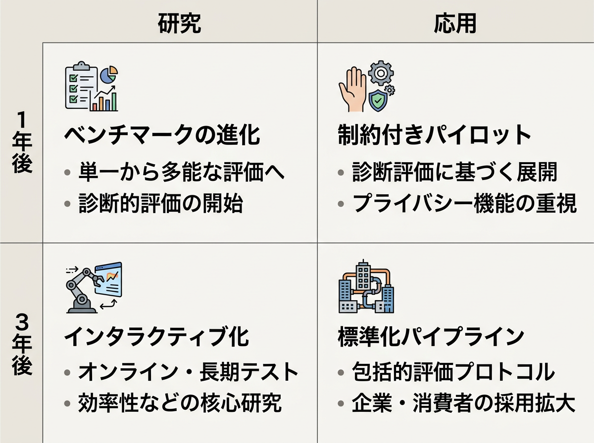 標準シナリオの1年後・3年後 研究・応用インフォグラフィック