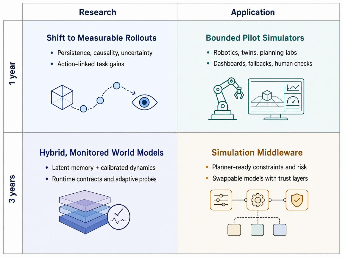 Mixed-scenario 1-year/3-year research/application infographic