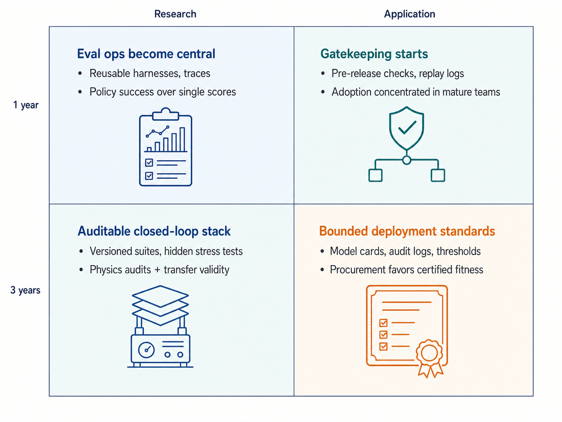 Mixed-scenario 1-year/3-year research/application infographic