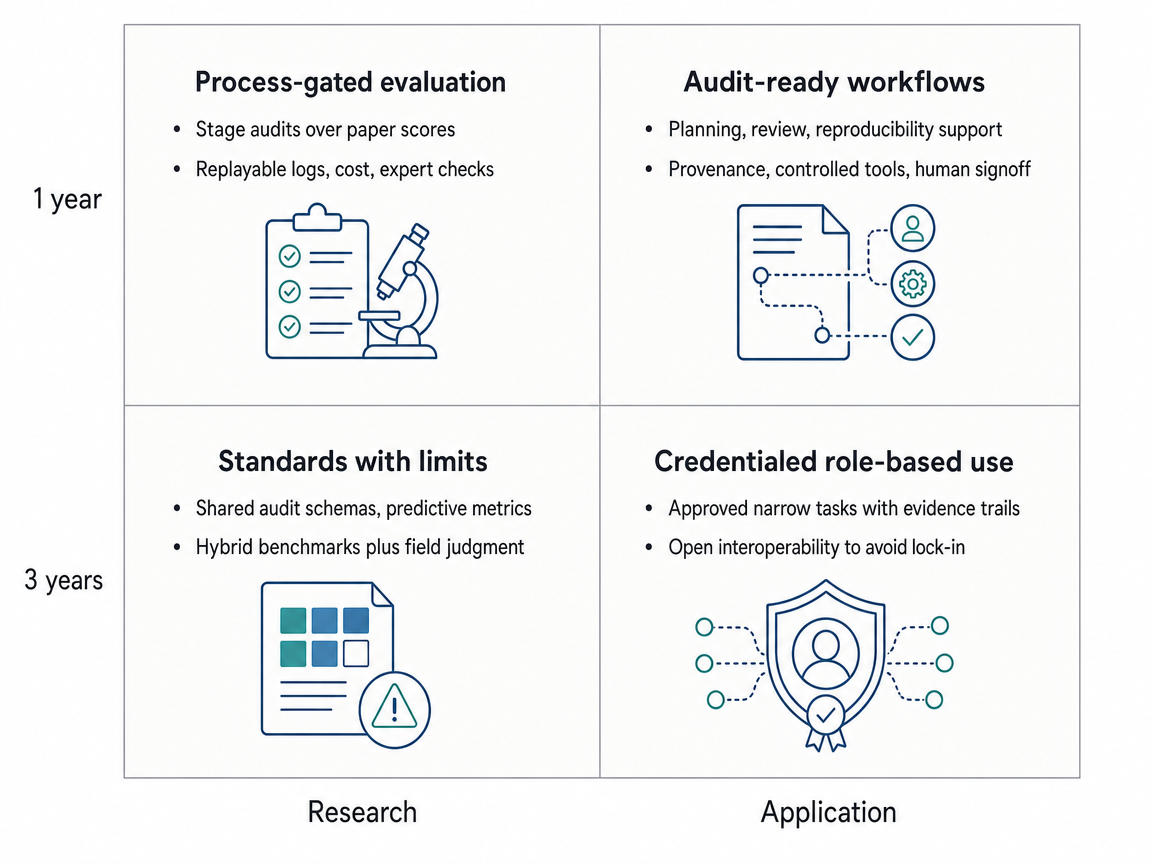 Mixed-scenario 1-year/3-year research/application infographic