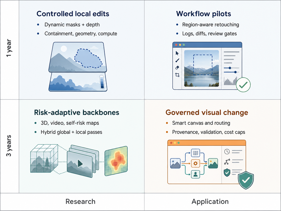 Mixed-scenario 1-year/3-year research/application infographic