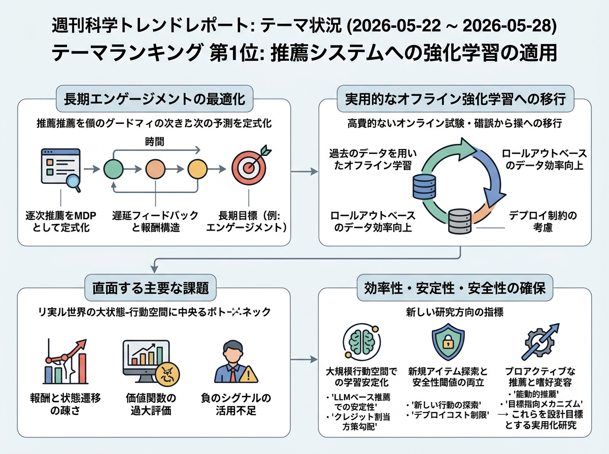 推薦システムへの強化学習の適用 の現状インフォグラフィクス