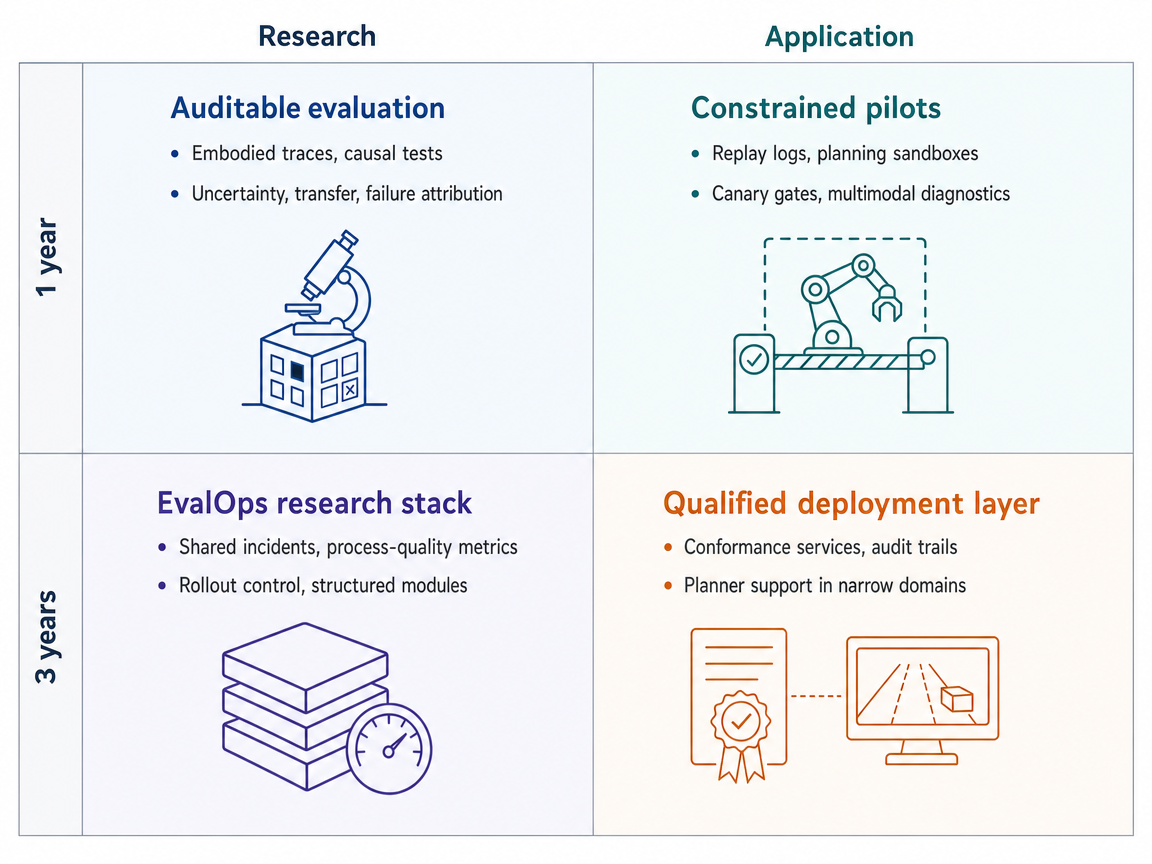 Mixed-scenario 1-year/3-year research/application infographic