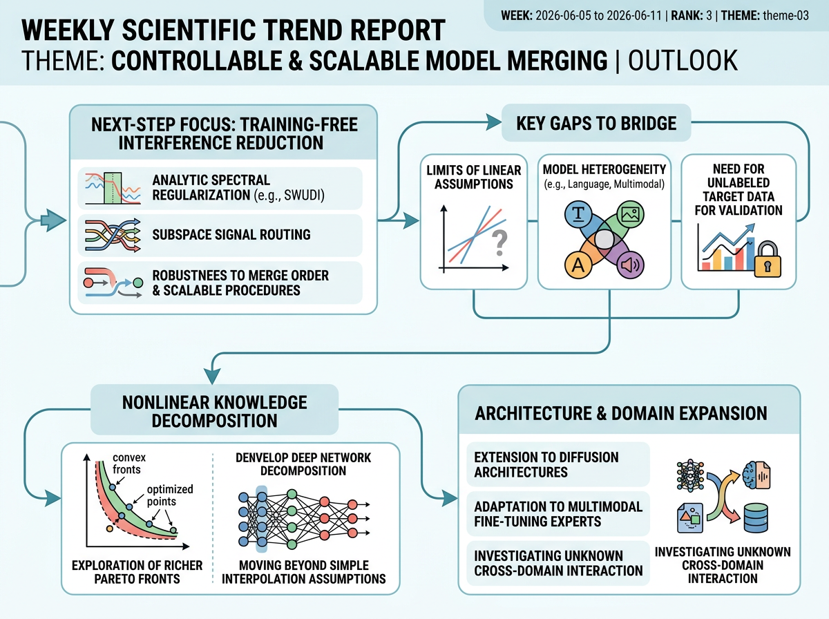 Controllable and Scalable Model Merging outlook infographic