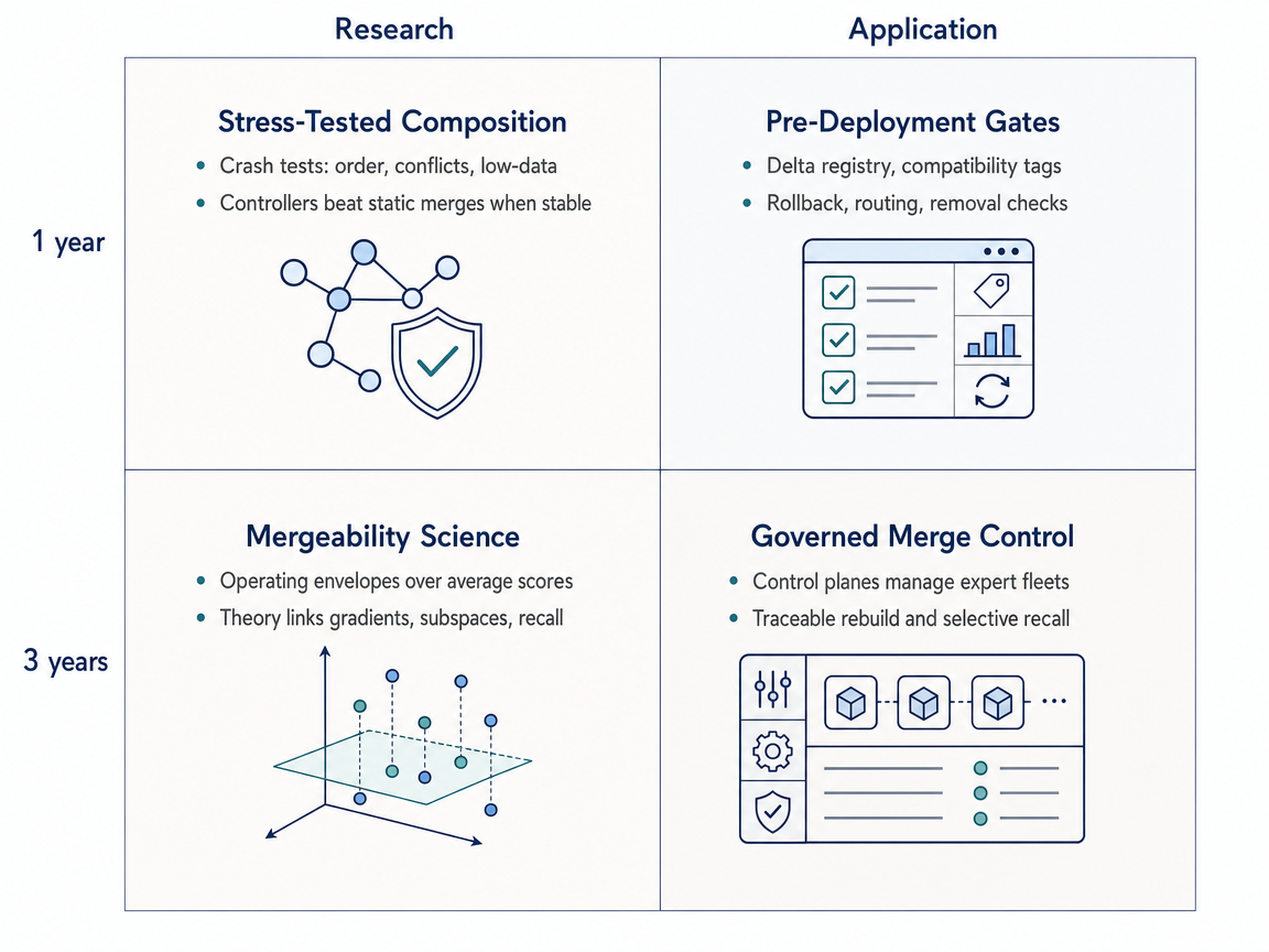 Mixed-scenario 1-year/3-year research/application infographic