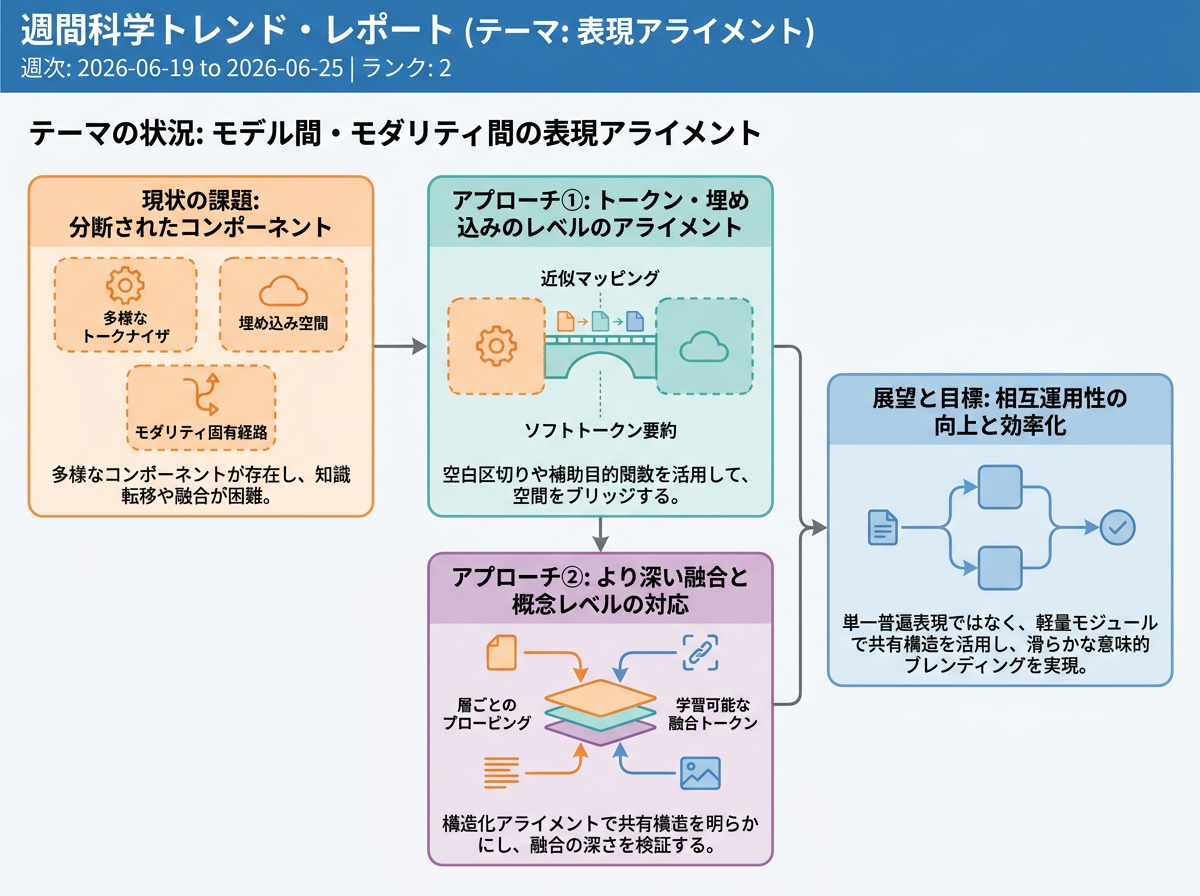 モデル間・モダリティ間の表現アライメント の現状インフォグラフィクス