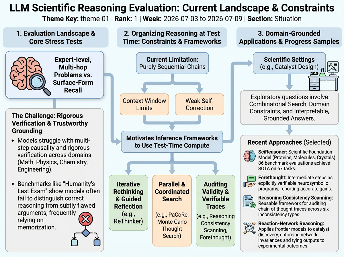 LLM Scientific Reasoning Evaluation situation infographic