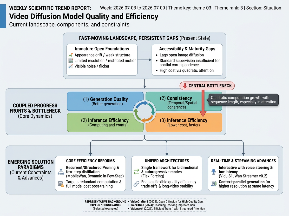 Video Diffusion Model Quality and Efficiency situation infographic