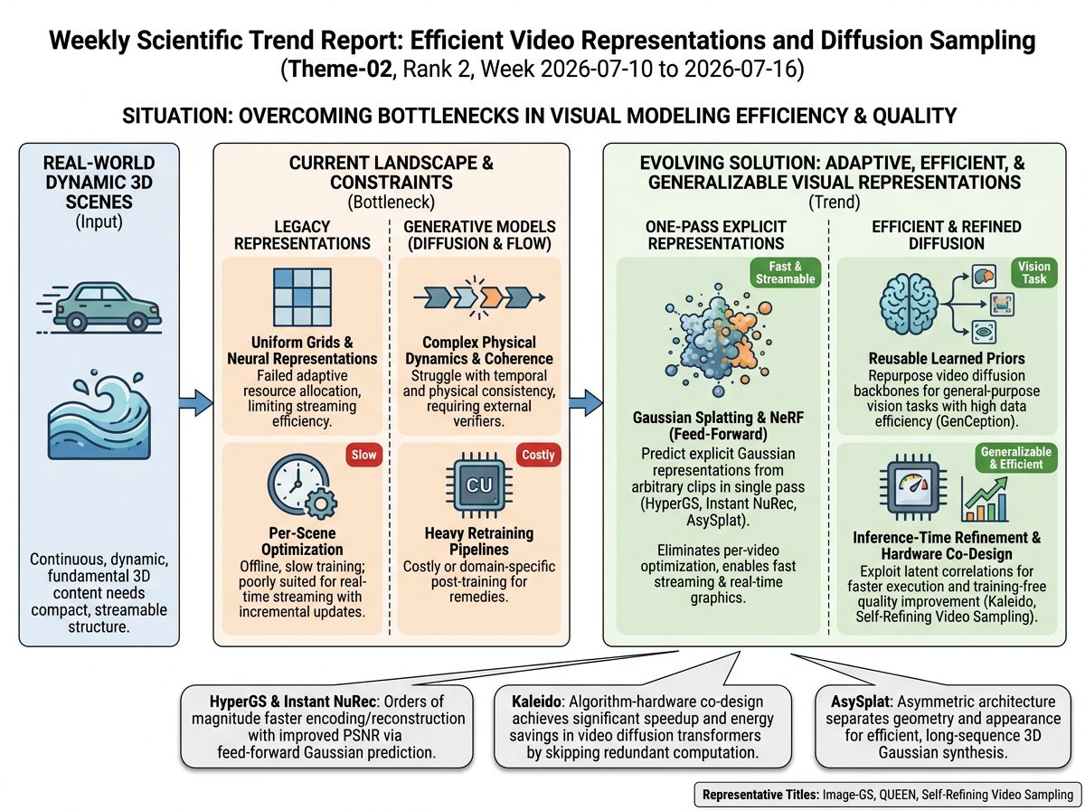 Efficient Video Representations and Diffusion Sampling situation infographic