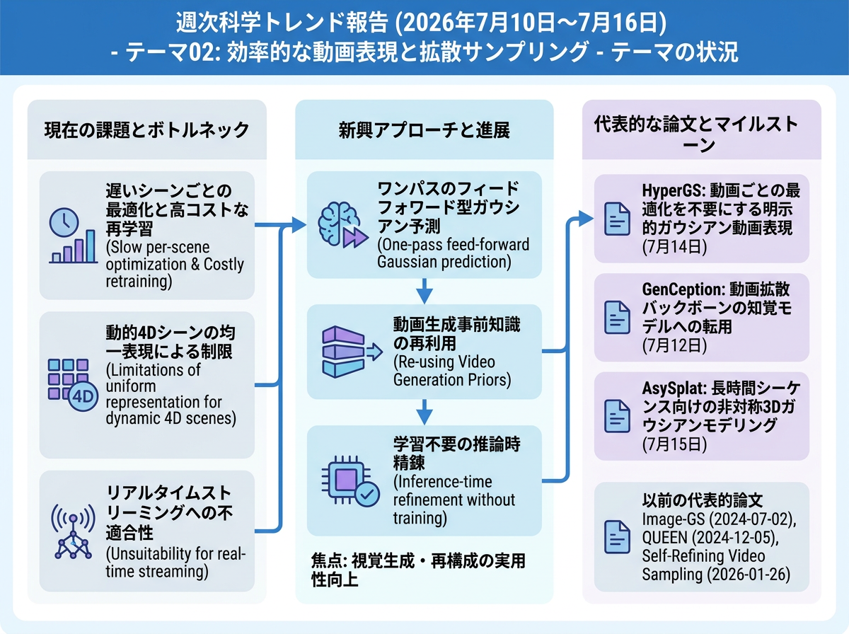 効率的な動画表現と拡散サンプリング の現状インフォグラフィクス