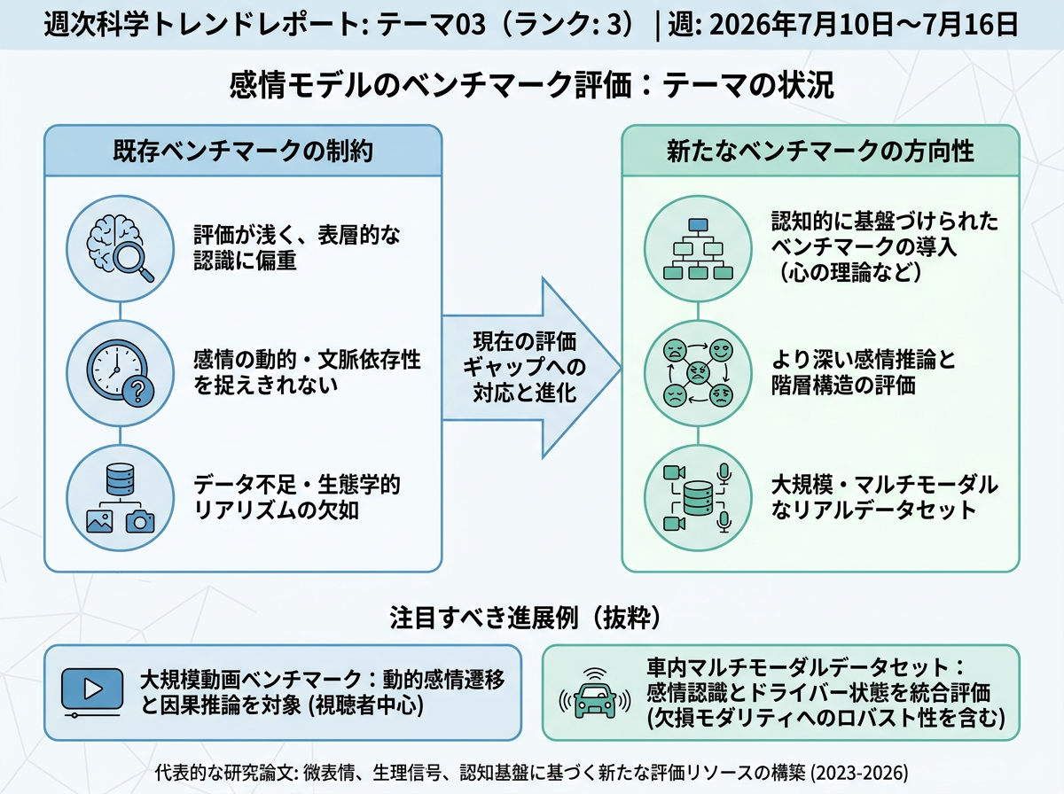 感情モデルのベンチマーク評価 の現状インフォグラフィクス