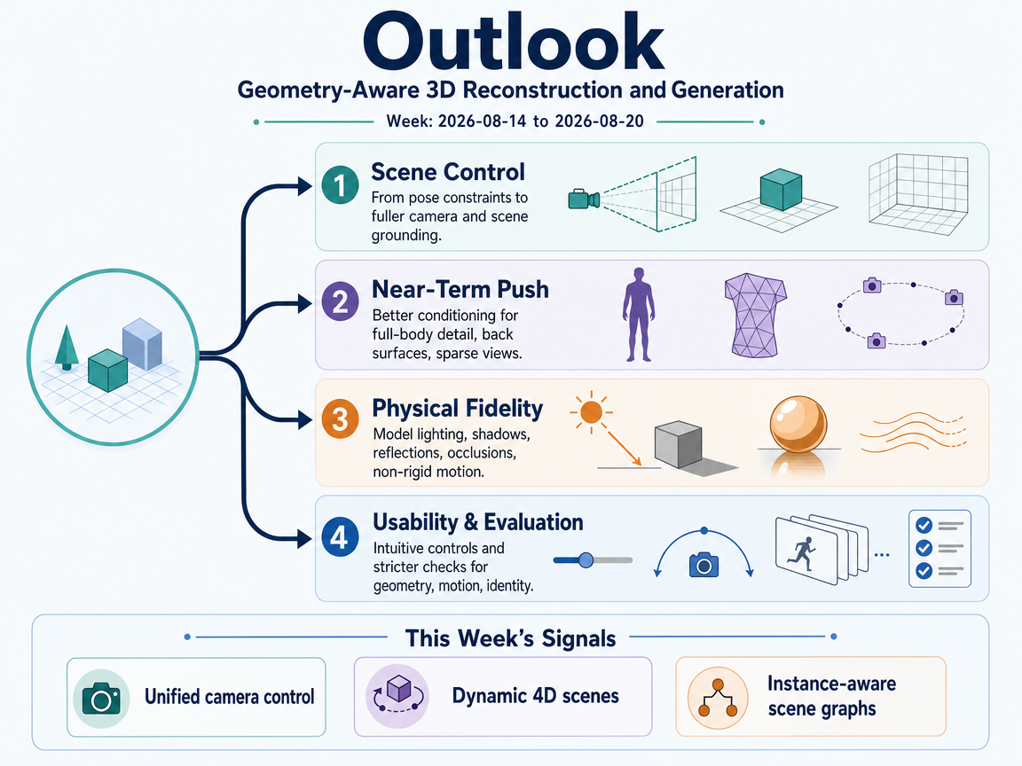 Geometry-Aware 3D Reconstruction and Generation outlook infographic