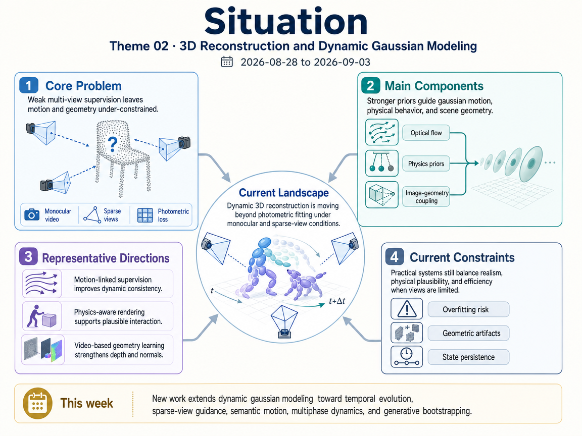 3D Reconstruction and Dynamic Gaussian Modeling situation infographic