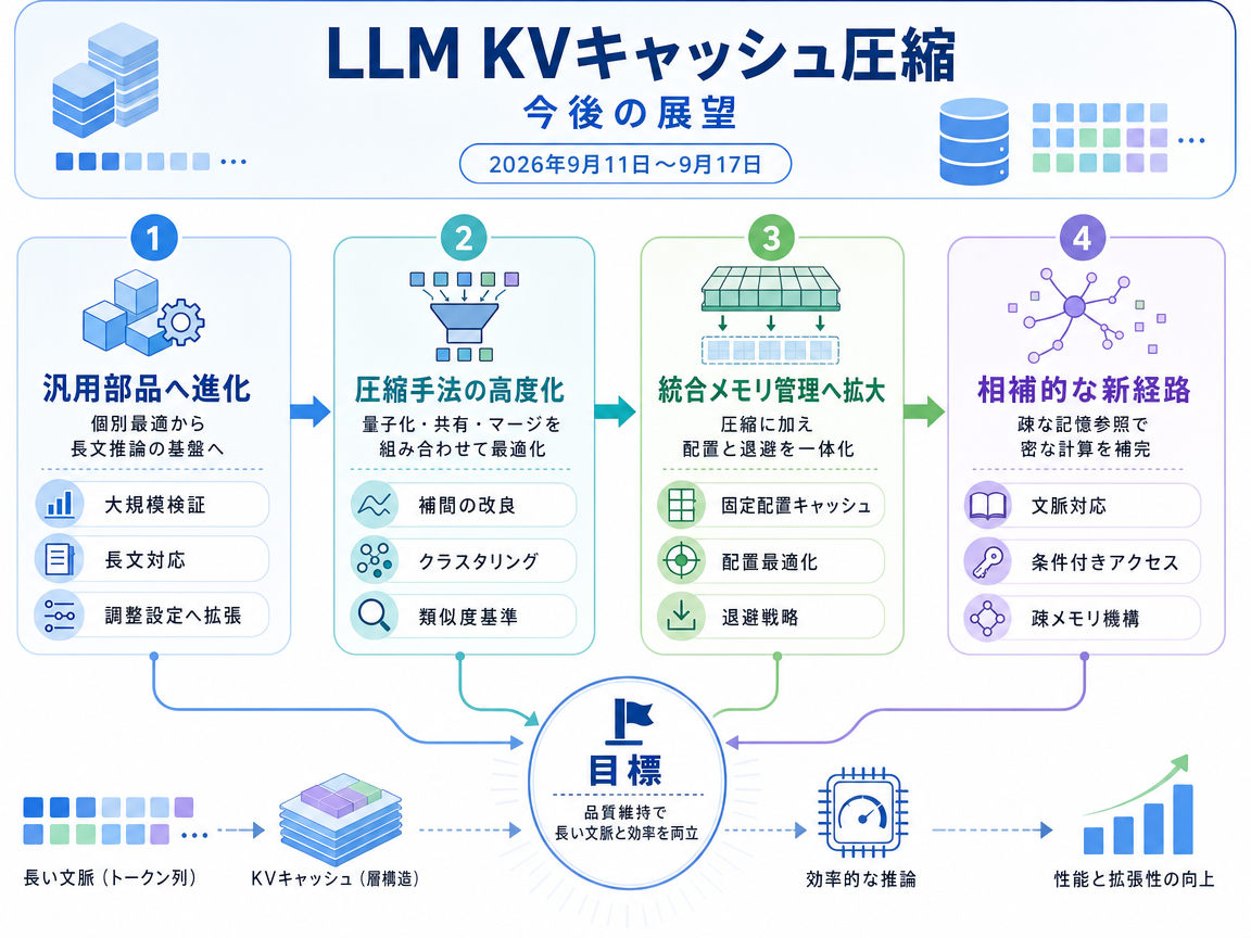 LLM KVキャッシュ圧縮 の展望インフォグラフィクス