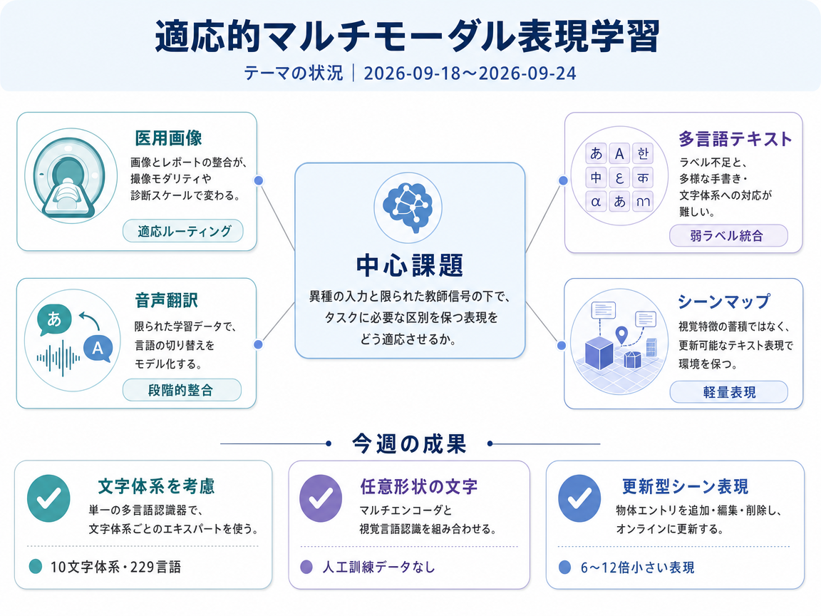 適応的マルチモーダル表現学習 の現状インフォグラフィクス