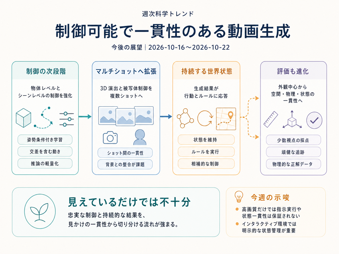 制御可能で一貫性のある動画生成 の展望インフォグラフィクス